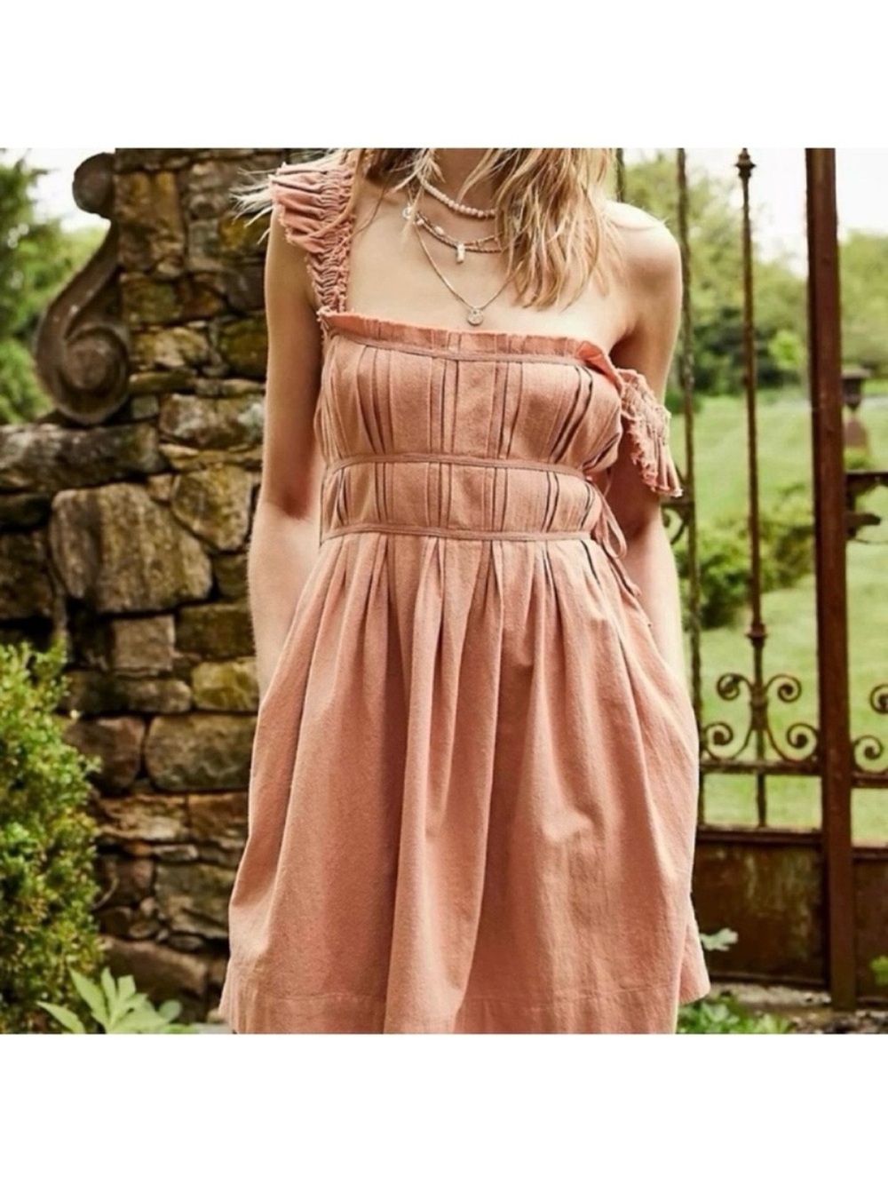 Free people Claudette A line Ruffle Feminine Sweet Summer Cottage Mini Dress